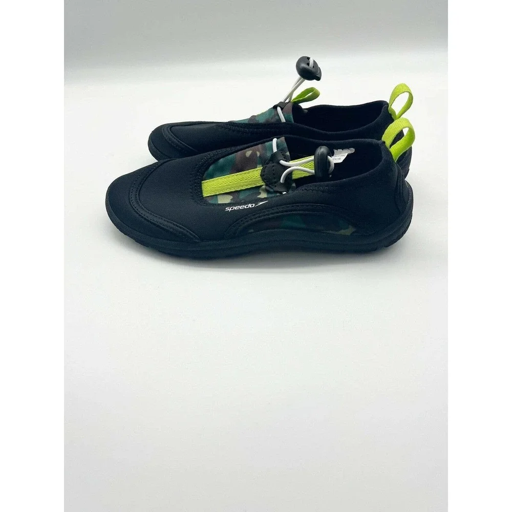 Speedo Black Green Camo Print Slip On Drawcord Water Shoes Size Small 13 / 1